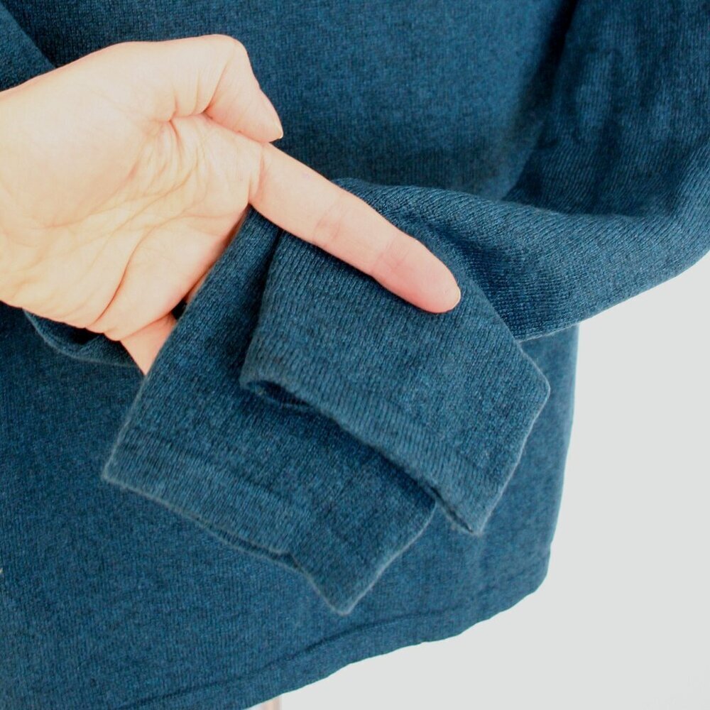 Lord & Taylor 100% Cashmere Green/Blue Turtleneck Sweater Sz XS *No Size Label* - Picture 5 of 11